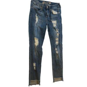 Seven7 Womens Vintage 1960s Jeans Slim Straight SS202166 Distressed Blue SZ W30